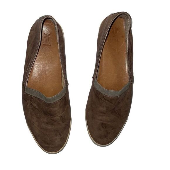 Frye Melanie Distressed Leather Loafers Light Brown Slip On Womens Sz 7.5 READ - Picture 2 of 11